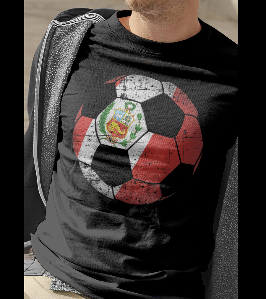 Peru Soccer Ball With Flag Design Peruvian Foot Jersey T-Shirt