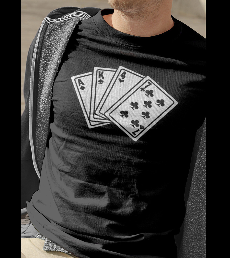 AK 47 Funny Poker Cards Playing Hand T-Shirt