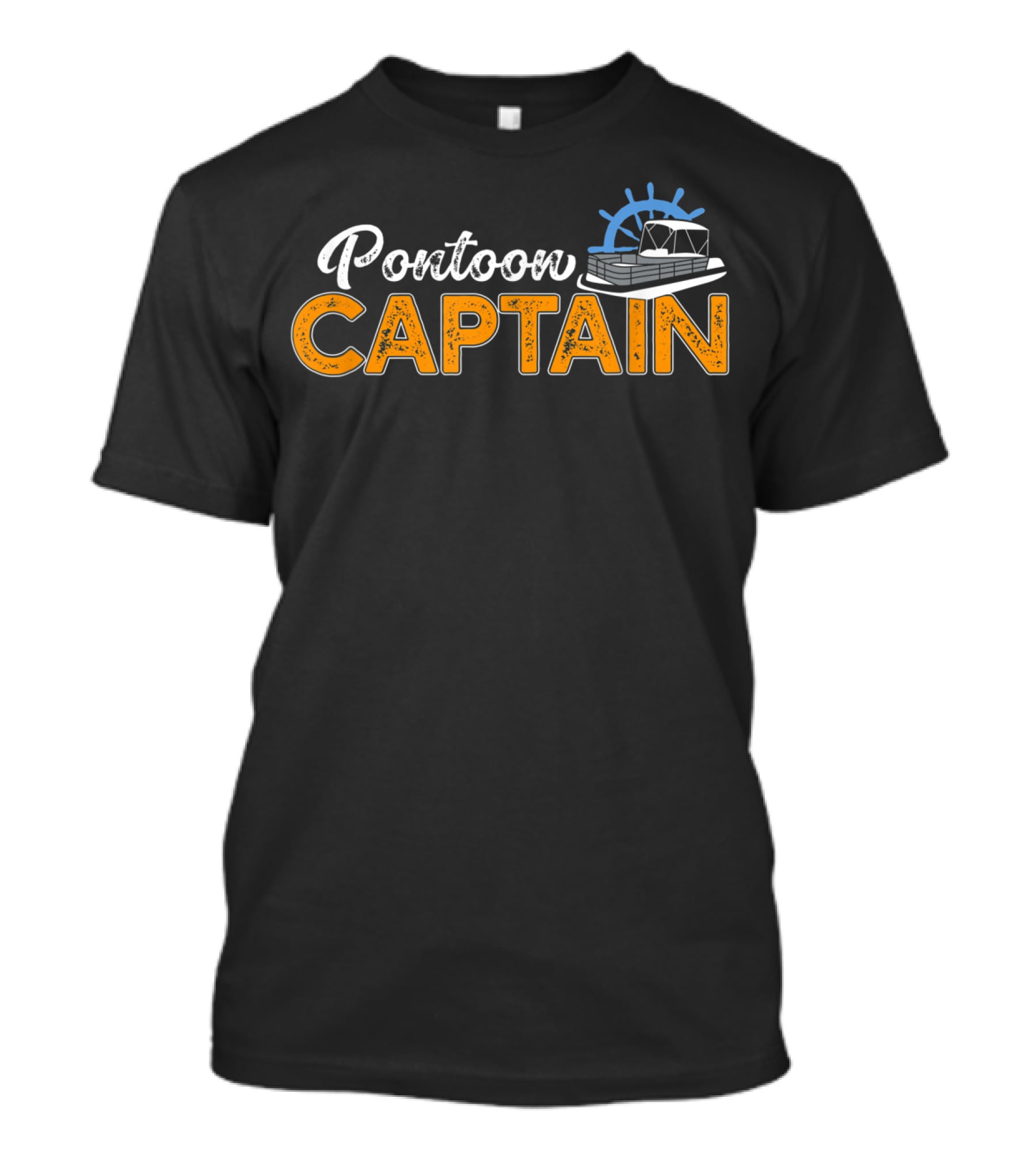 Pontoon Captain Funny Boat Steering Wheel And Pontoon T-Shirt