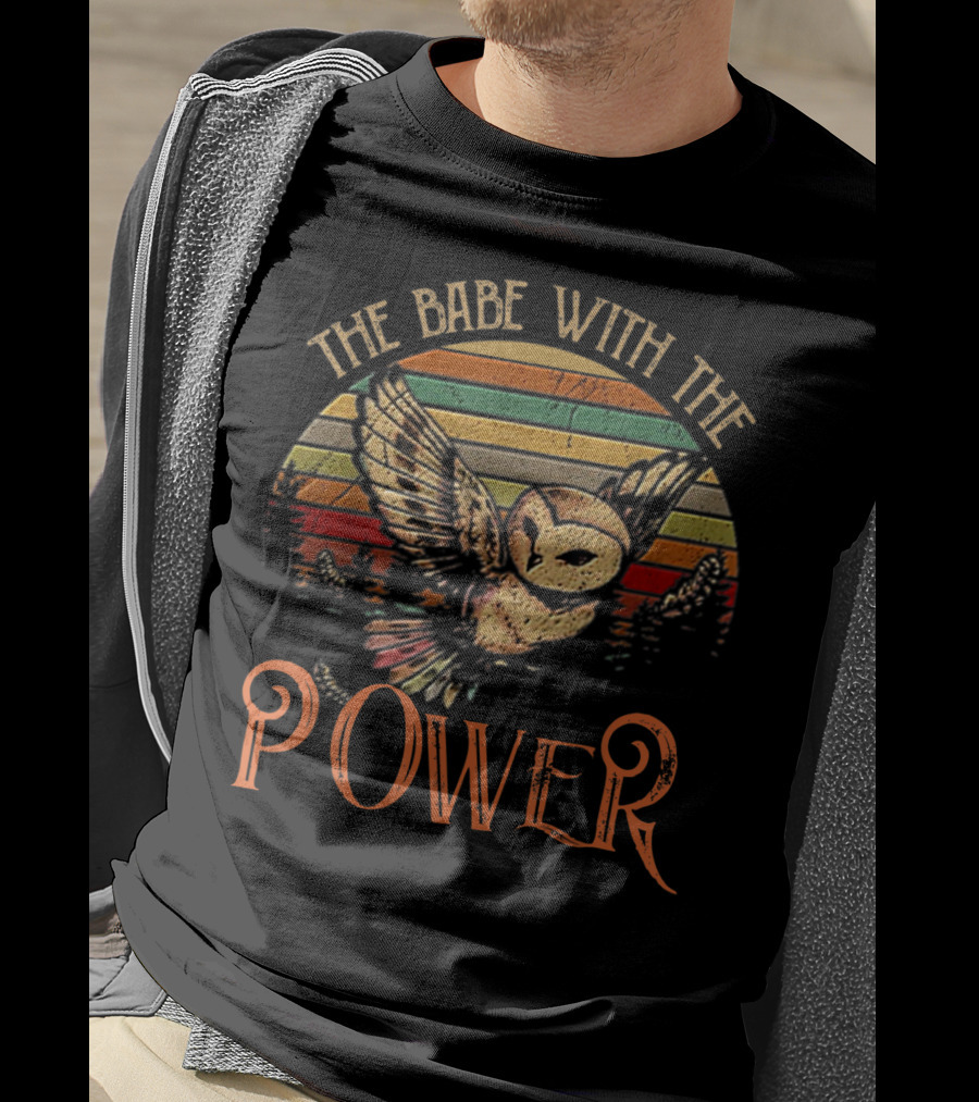 The Babe With The Power Owl Retro Sunset T-Shirt