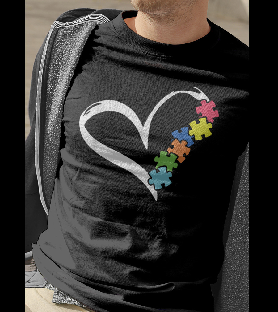 Puzzles Piece Heart Autism Awareness Love T-Shirt