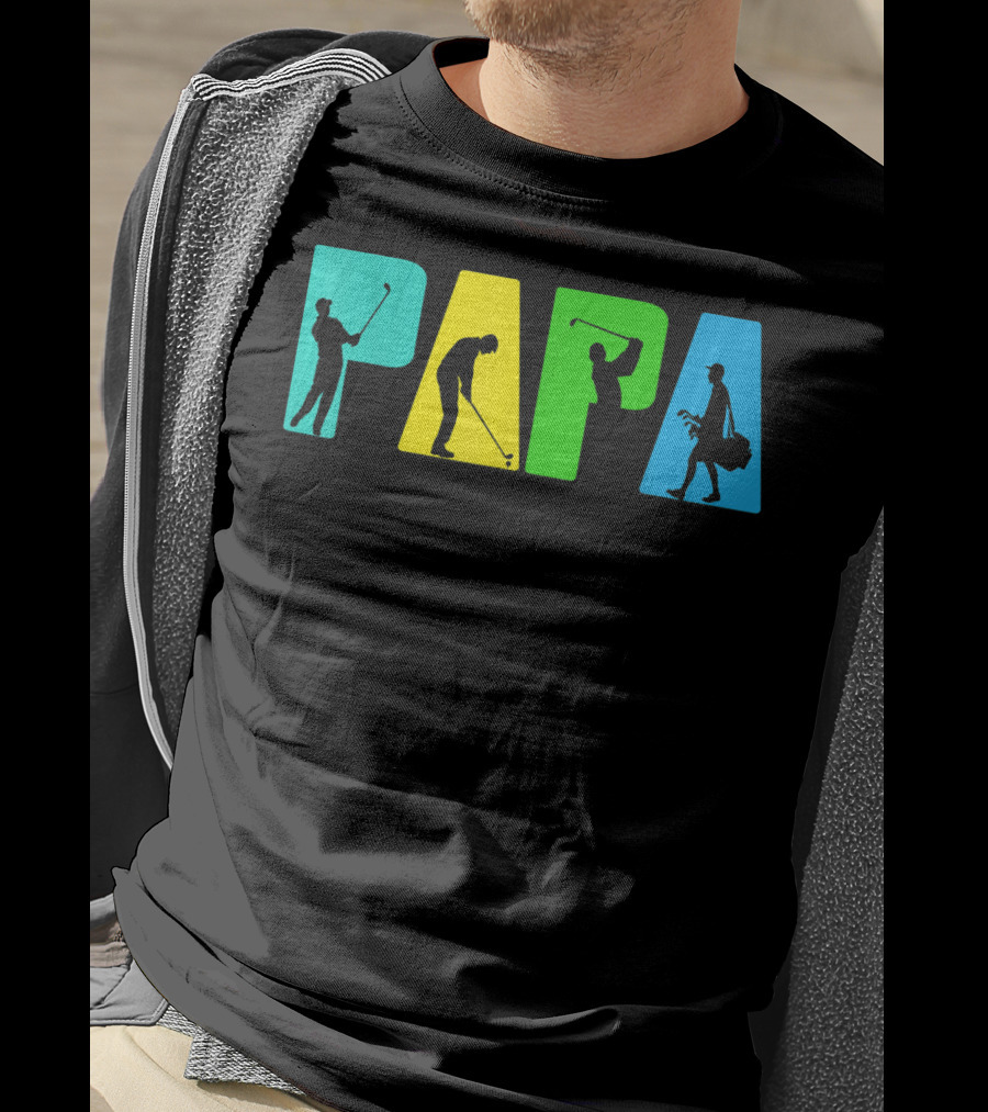 Papa Retro Golf Silhouettes Father's Day T-Shirt