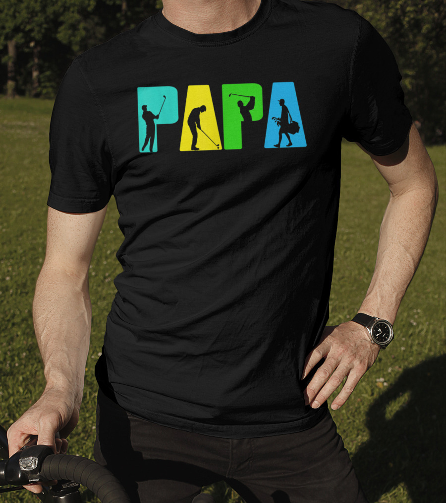 Papa Retro Golf Silhouettes Father's Day T-Shirt