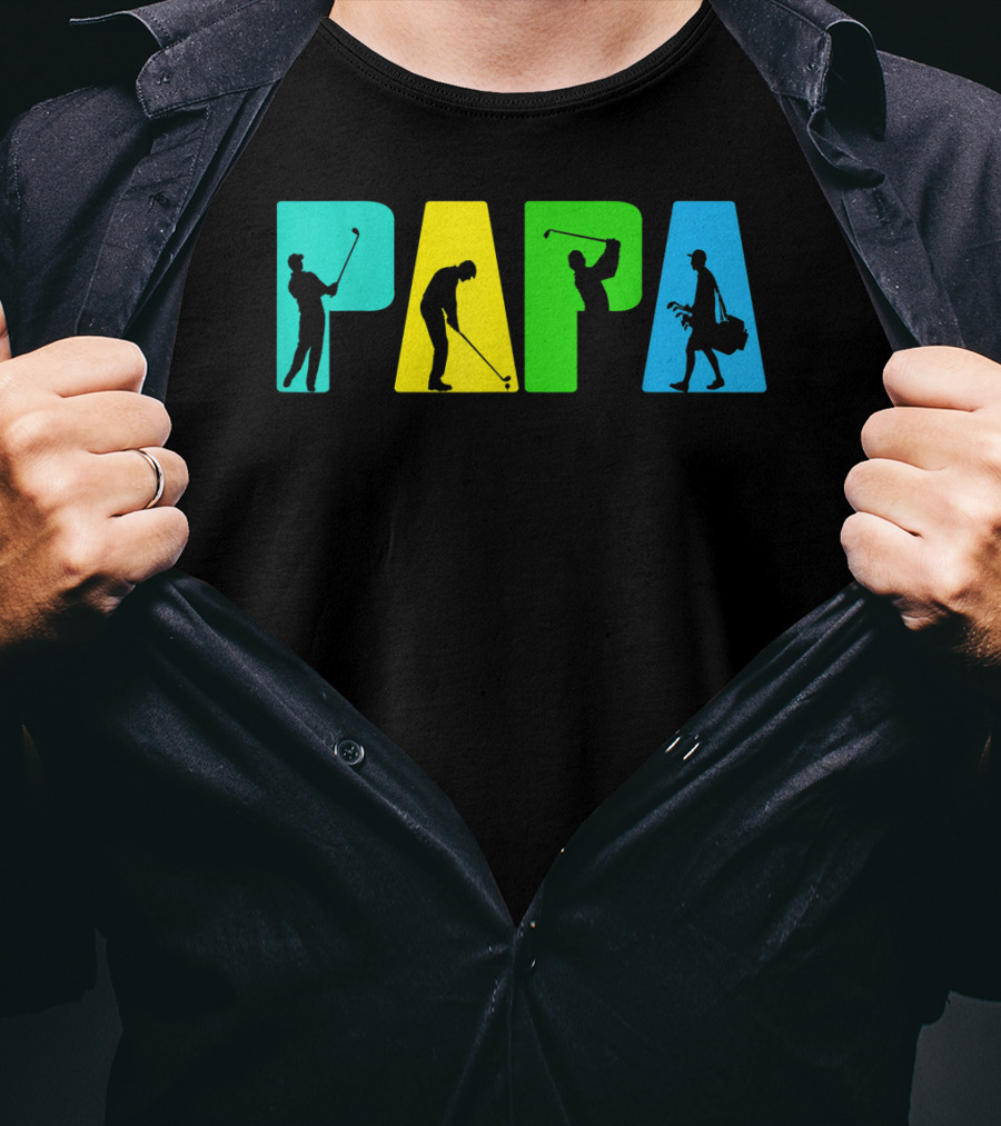 Papa Retro Golf Silhouettes Father's Day T-Shirt