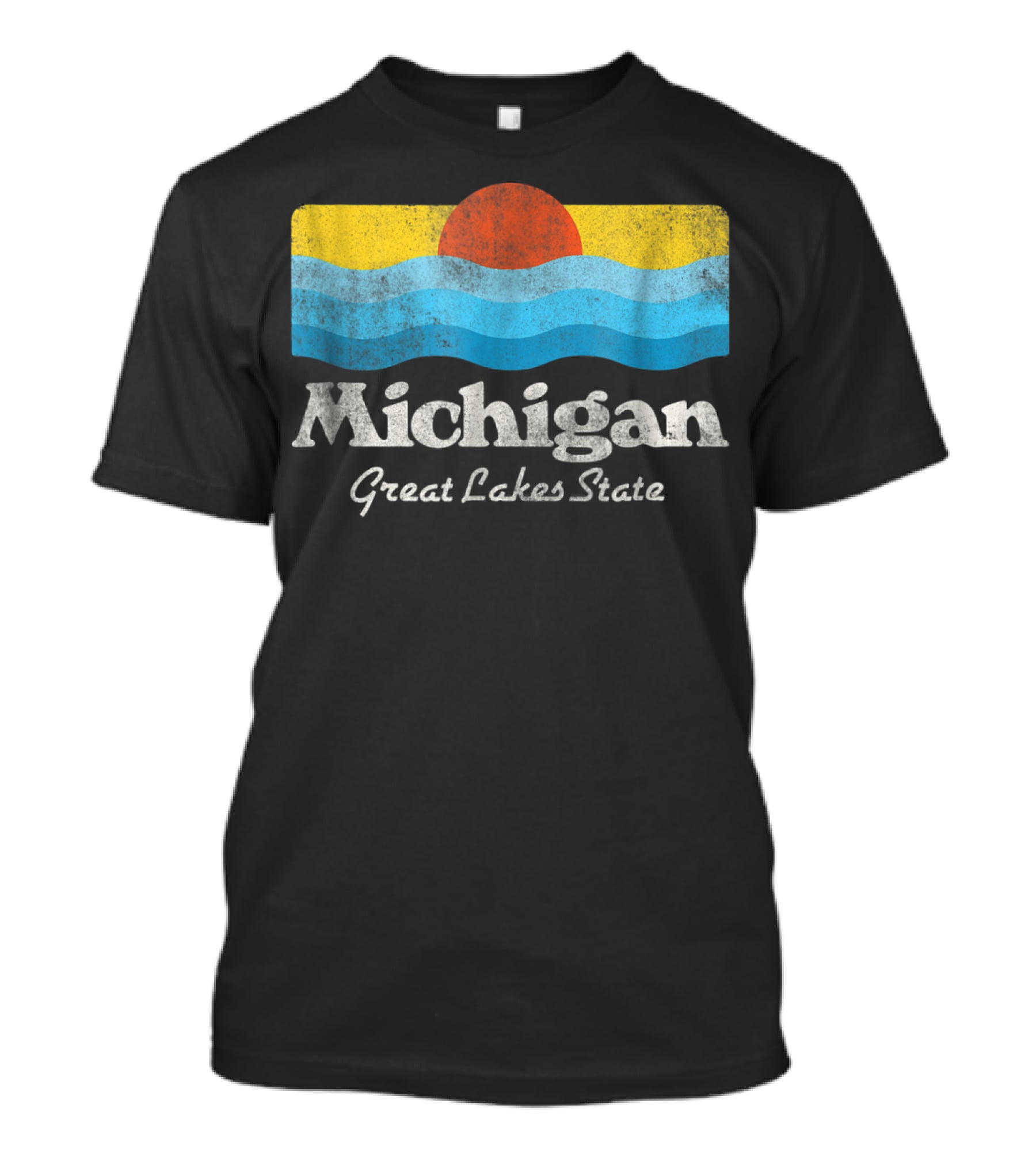 Michigan Great Lakes State Retro Sun And Waves T-Shirt