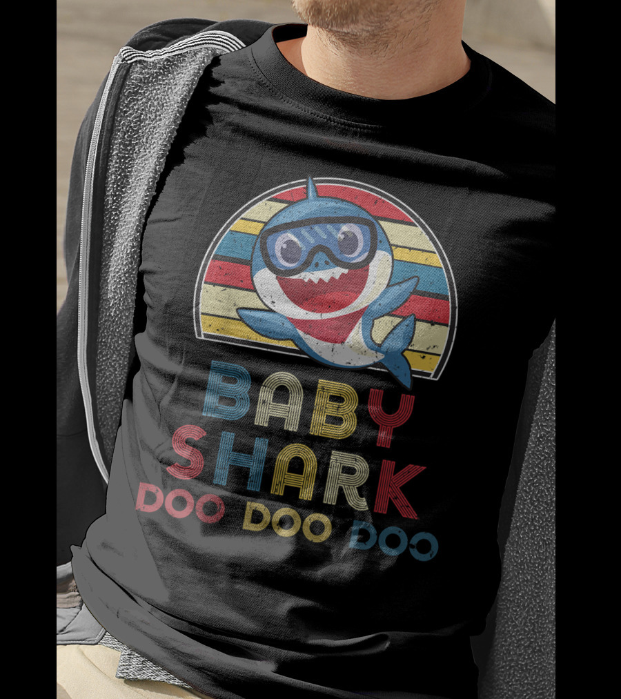 Retro Vintage Baby Shark Doo Doo Doo Stripes Boy T-Shirt