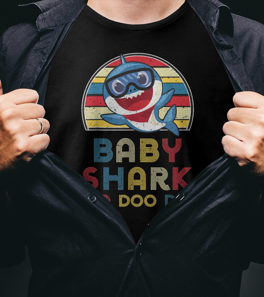 Retro Vintage Baby Shark Doo Doo Doo Stripes Boy T-Shirt
