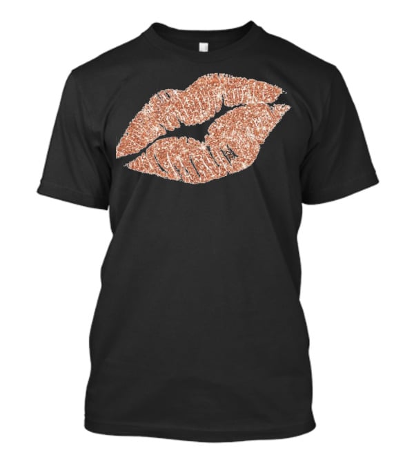 Rose Gold Glitter Lipstick Kiss T-Shirt