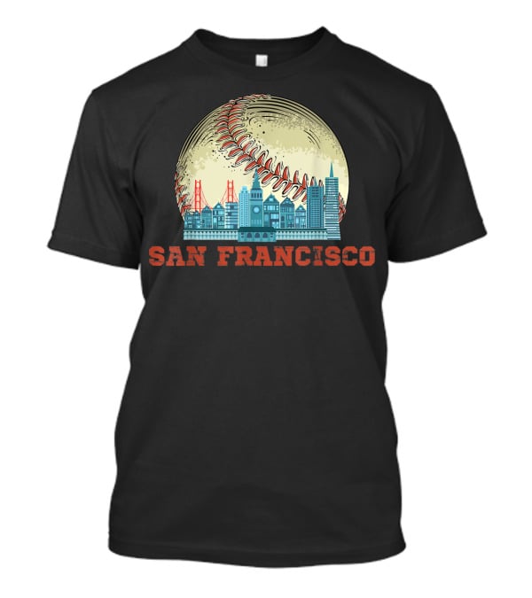 San Francisco Downtown Skyline Bay Area Baseball T-Shirt