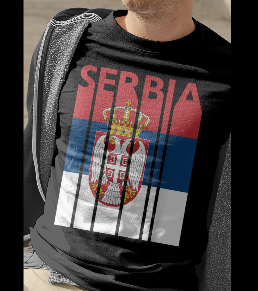 Serbia Vintage Flag Serbian Coat Of Arms T-Shirt