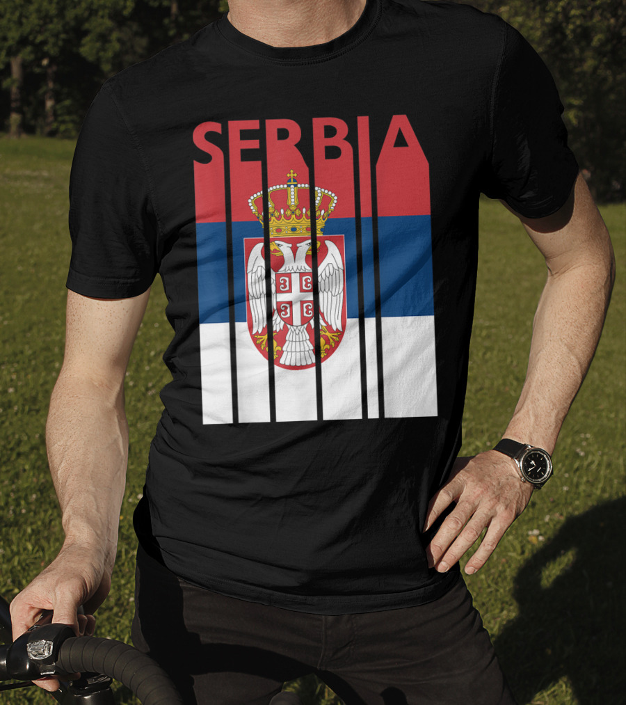 Serbia Vintage Flag Serbian Coat Of Arms T-Shirt