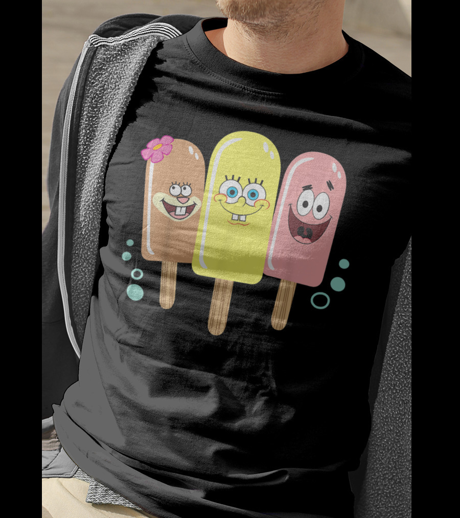 Spongebob Squarepants Sandy Patrick Popsicle Ice Cream Friends T-Shirt