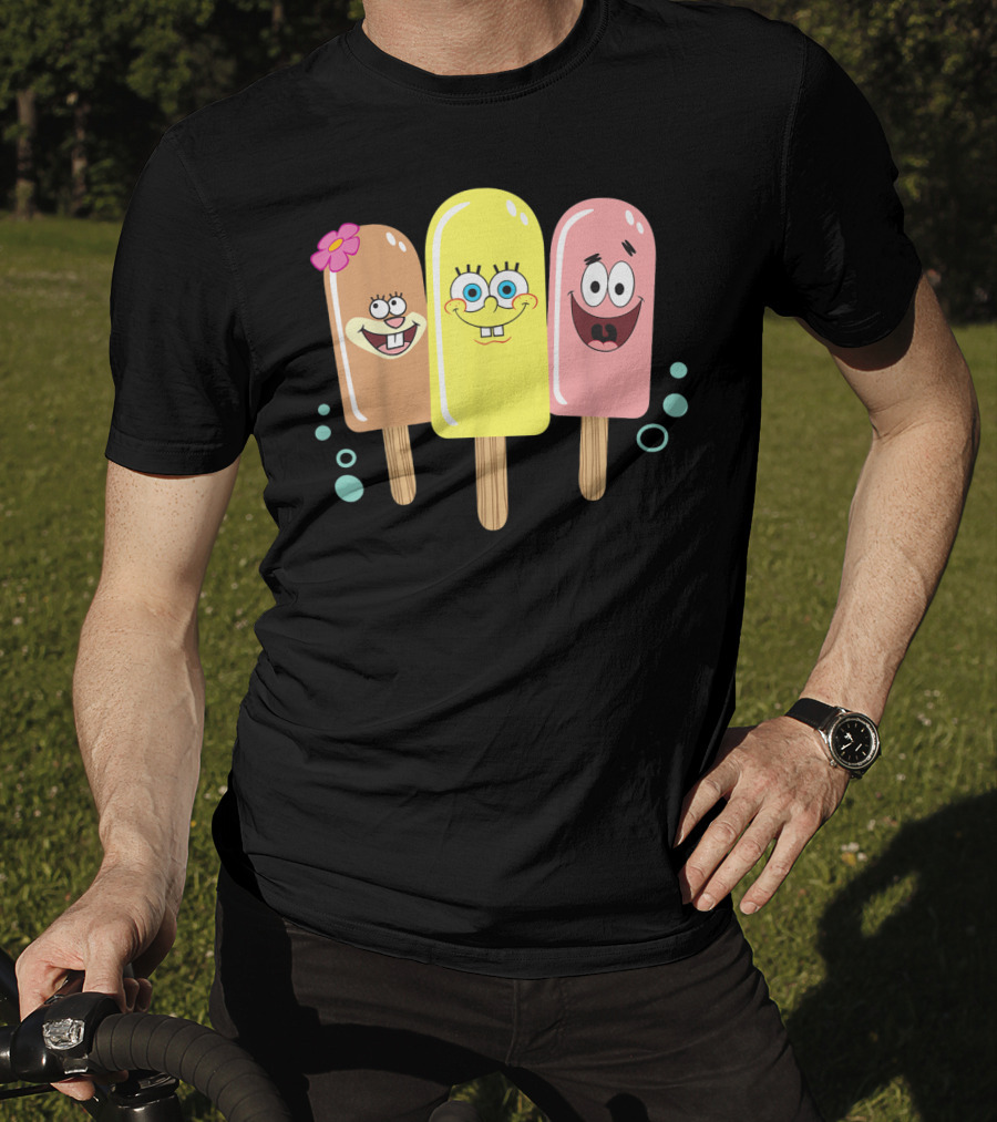 Spongebob Squarepants Sandy Patrick Popsicle Ice Cream Friends T-Shirt