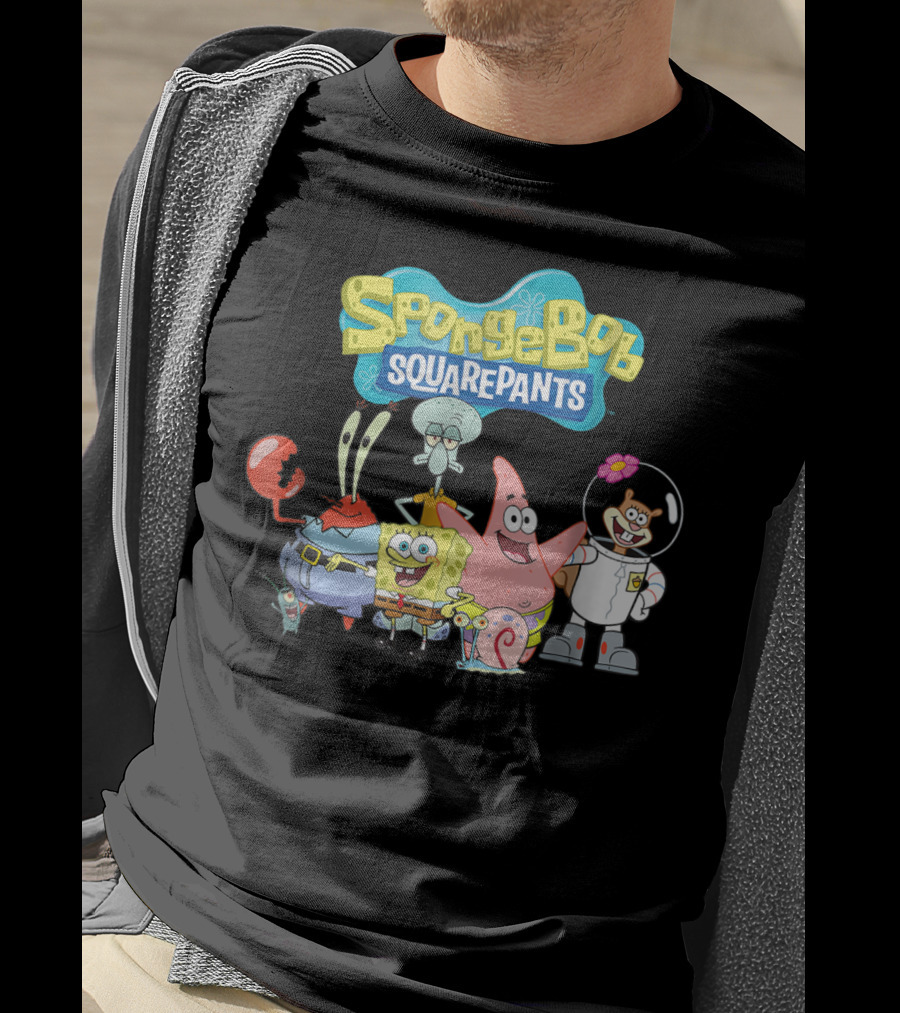 SpongeBob SquarePants Characters Group Featuring Mr. Krabs, Squidward, Patrick, Sandy, And Gary T-Shirt
