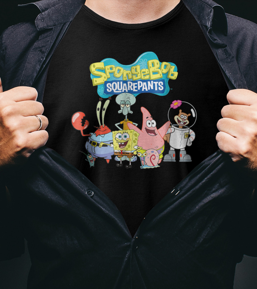 SpongeBob SquarePants Characters Group Featuring Mr. Krabs, Squidward, Patrick, Sandy, And Gary T-Shirt