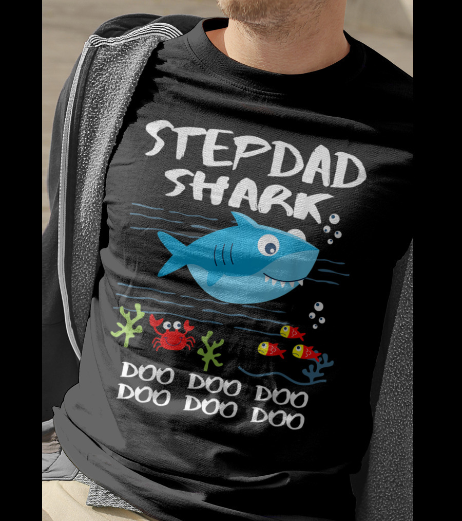 Stepdad Shark Doo Doo Doo Baby Shark Inspired T-Shirt