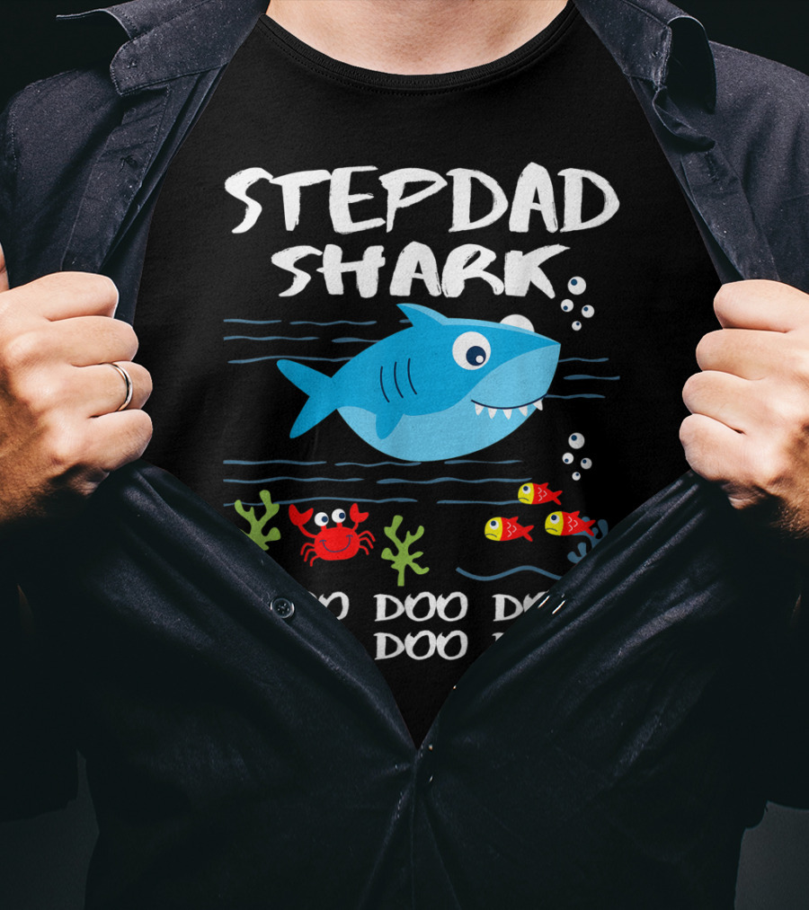 Stepdad Shark Doo Doo Doo Baby Shark Inspired T-Shirt