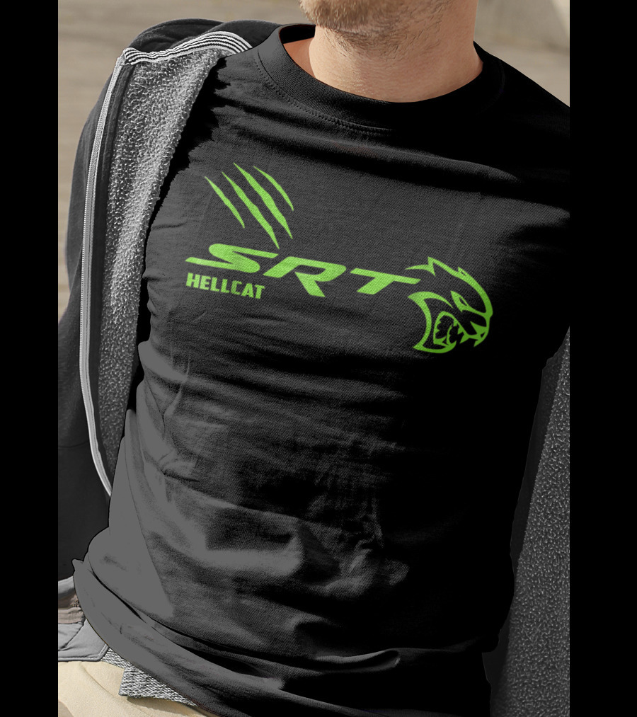 Team SRT Hellcat Scratch Green Logo Dodge T-Shirt