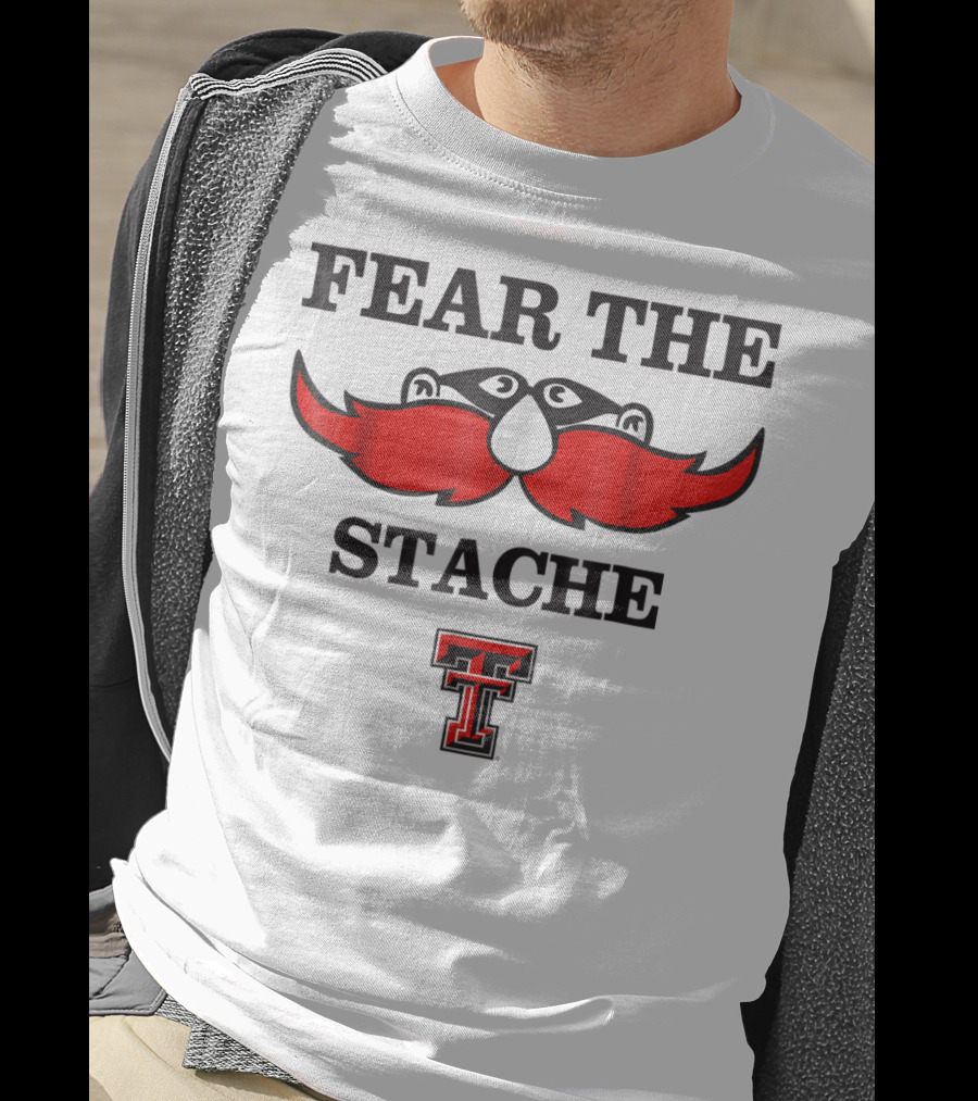 Texas Tech Red Raiders Fear The Stache TT Logo Mustache T-Shirt
