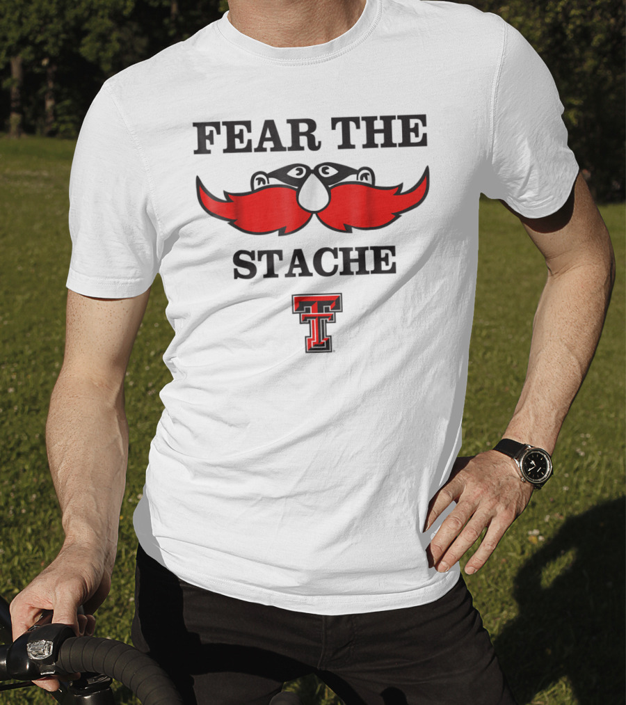 Texas Tech Red Raiders Fear The Stache TT Logo Mustache T-Shirt