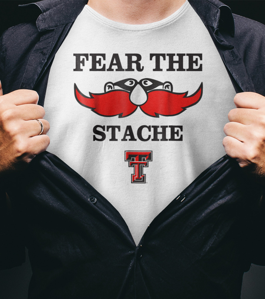 Texas Tech Red Raiders Fear The Stache TT Logo Mustache T-Shirt