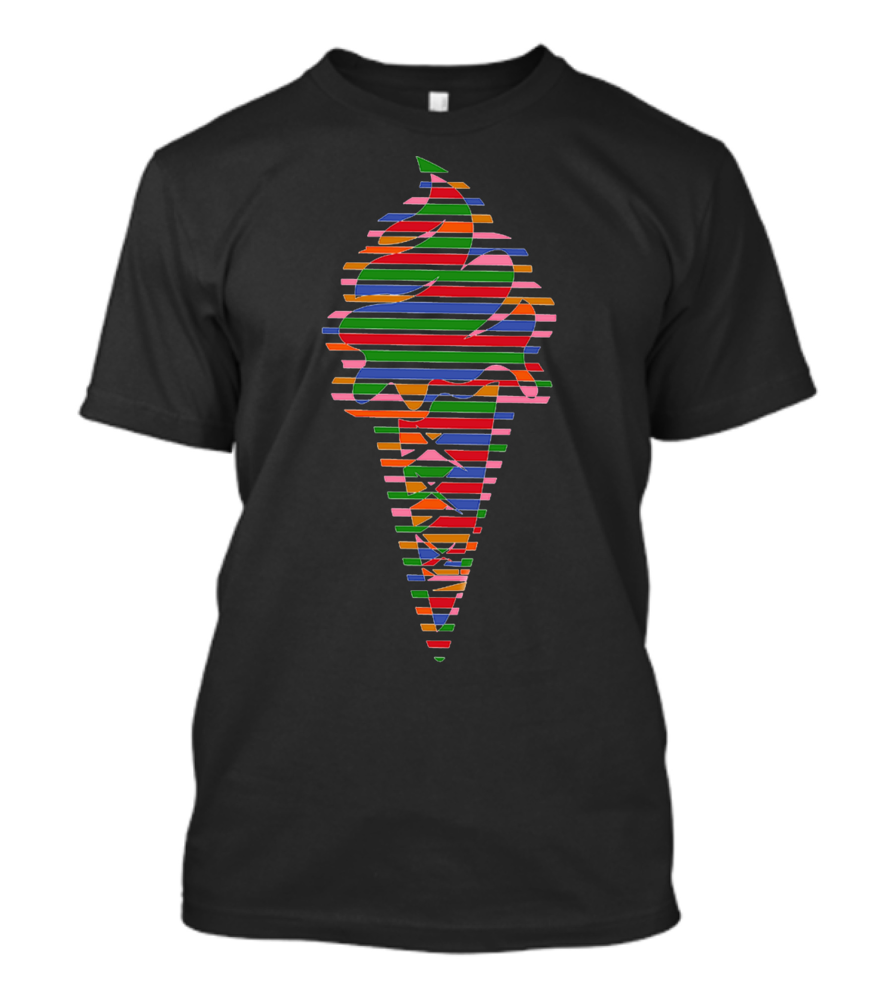 Koolfi Company Ice Cream Multicolored Striped Cone T-Shirt