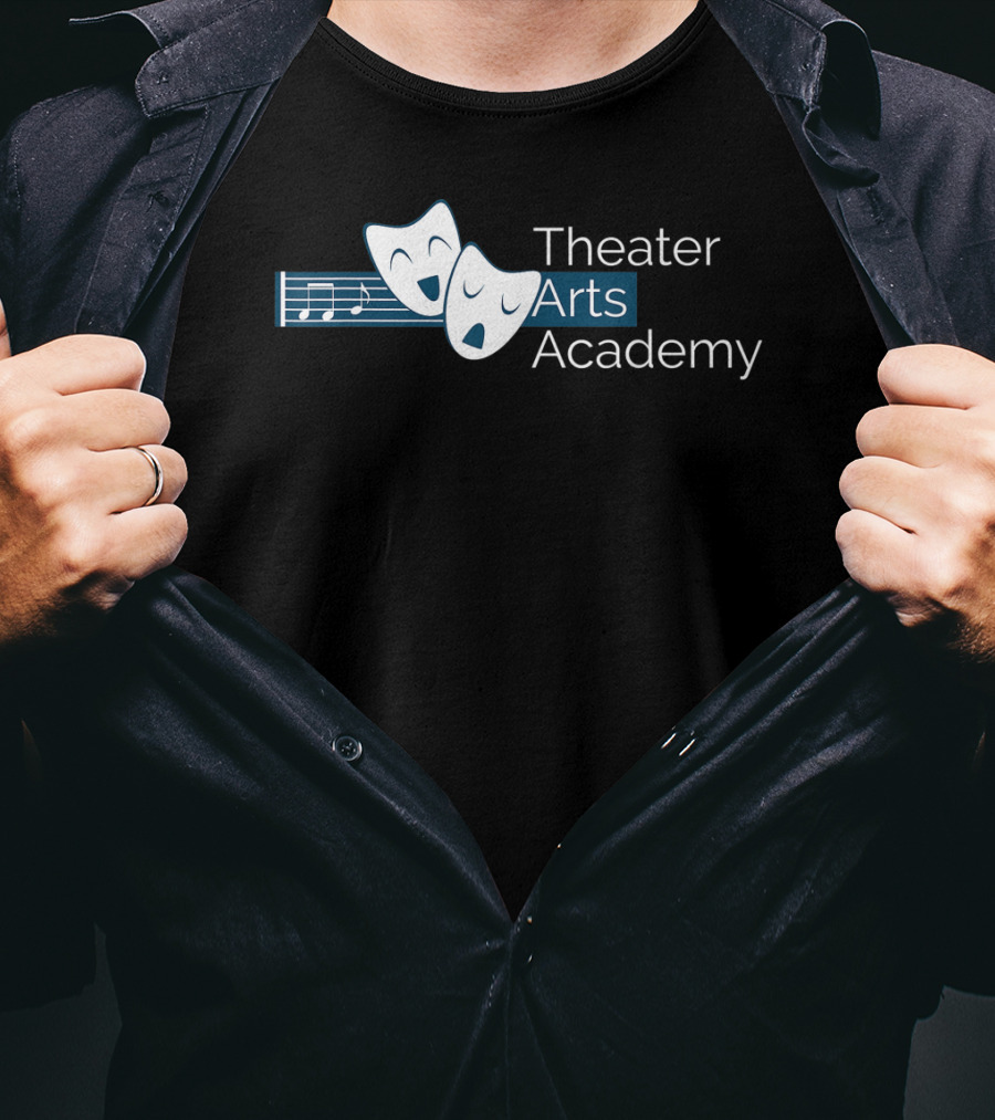 Theater Arts Academy Comedy And Tragedy Masks With Musical Notes T-Shirt
