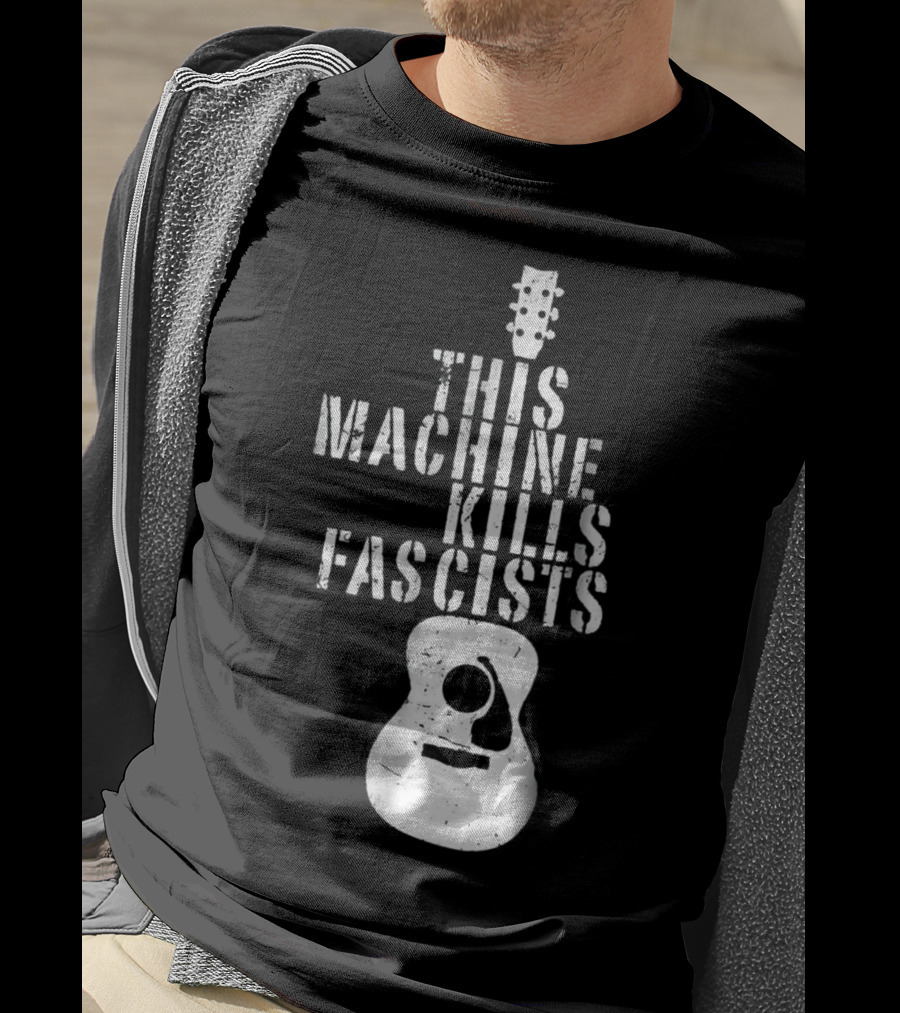 This Machine Kills Fascists Guitar Image T-Shirt