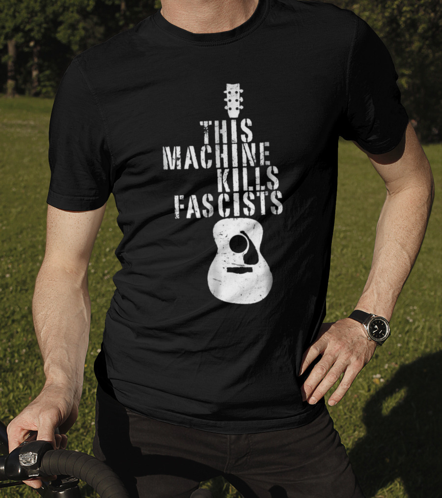 This Machine Kills Fascists Guitar Image T-Shirt