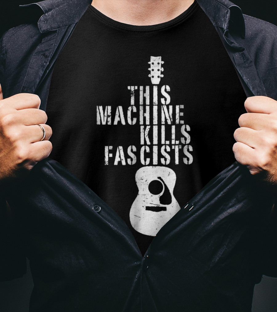This Machine Kills Fascists Guitar Image T-Shirt