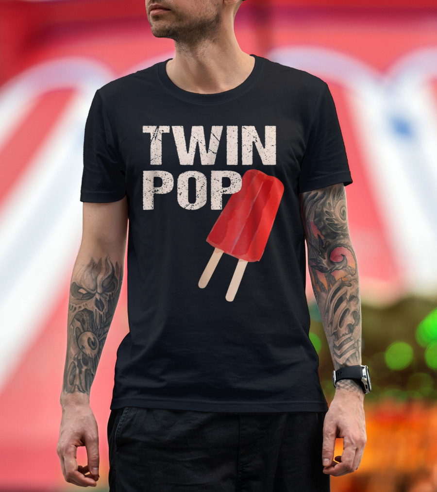 TWIN POP For Grandpa Twins Dad Ice Cream Popsicle T-Shirt