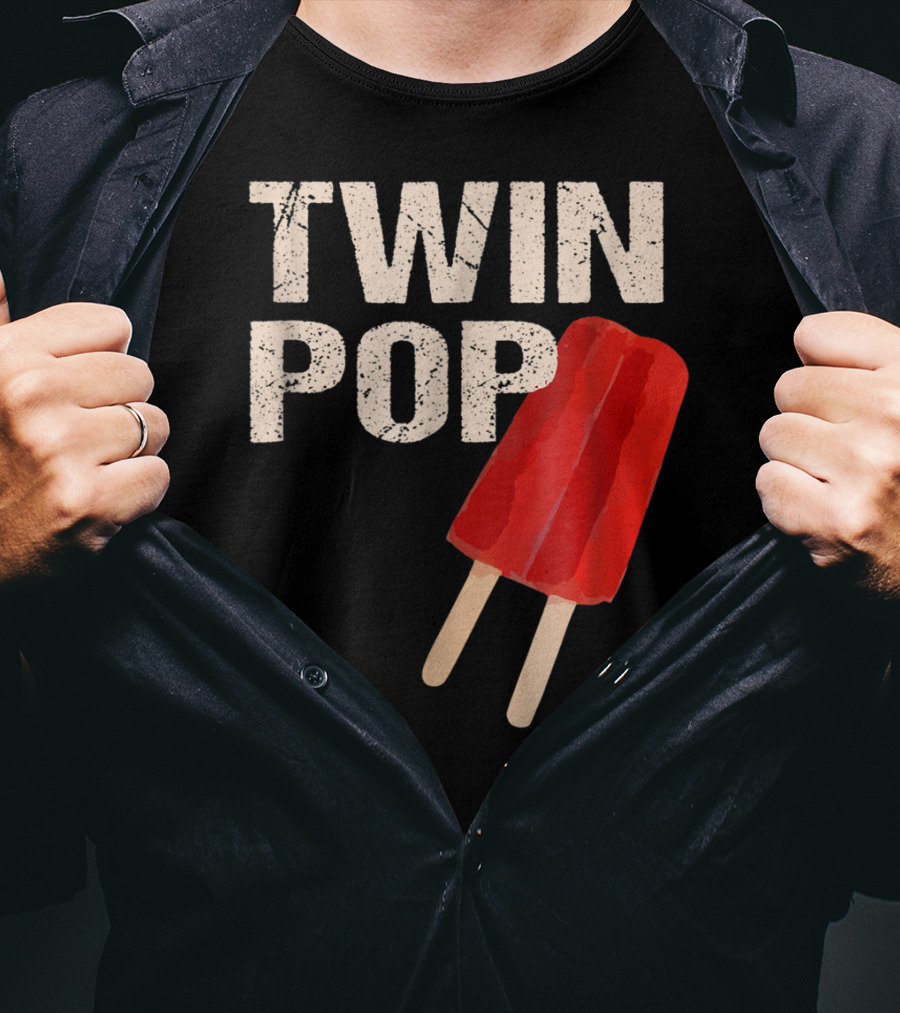 TWIN POP For Grandpa Twins Dad Ice Cream Popsicle T-Shirt