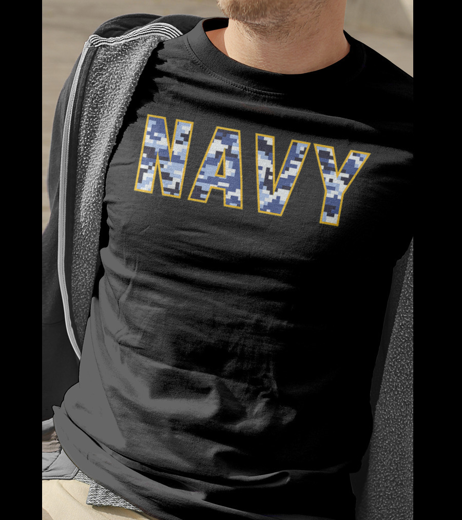 NAVY Blue Camo Digital Camouflage T-Shirt