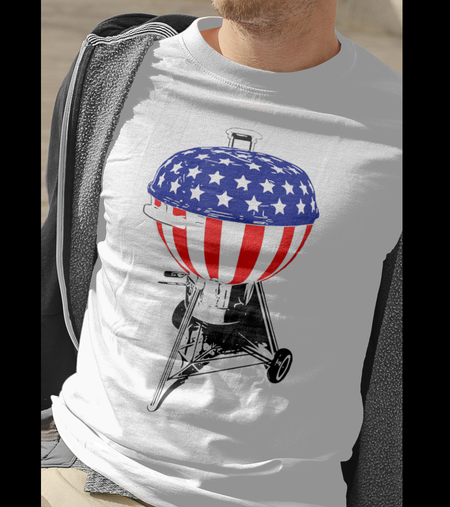 Usa Charcoal Kettle Grill Stars And Stripes July Patriotic Grilling Gear T-Shirt
