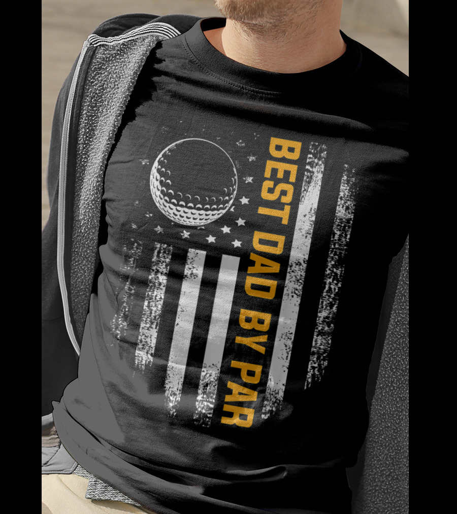 Vintage Best Dad By Par American Flag Golf Father's Day T-Shirt