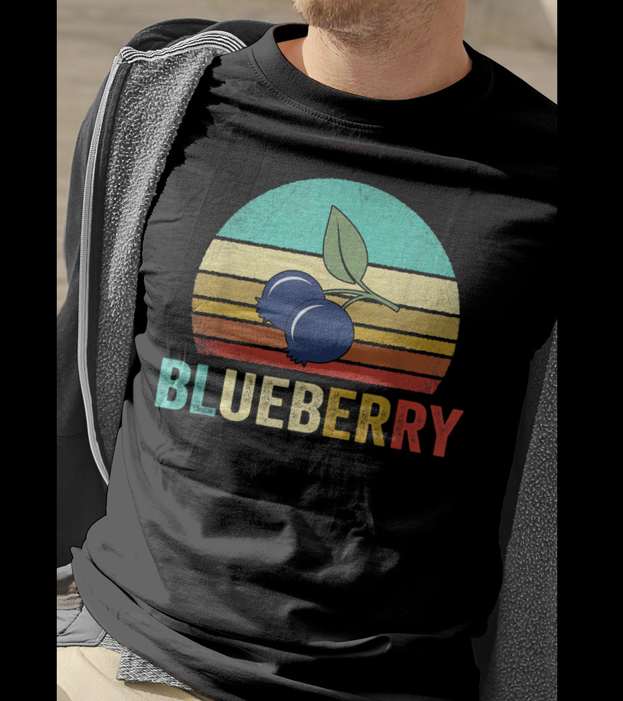 Vintage Blueberry Retro Sunset Stripes T-Shirt