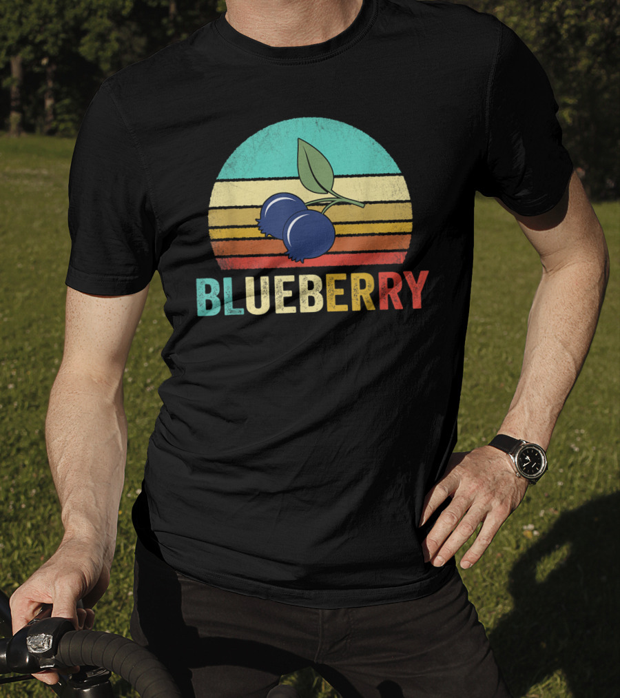 Vintage Blueberry Retro Sunset Stripes T-Shirt