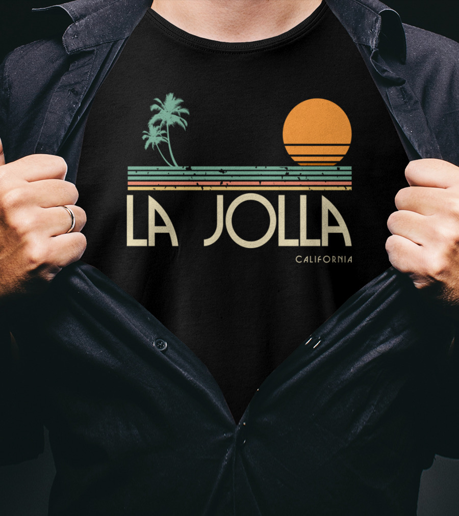 La Jolla California Vintage Sunset Palm Trees T-Shirt