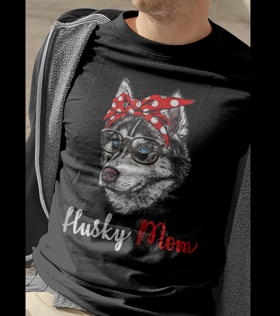 Husky Mom Funny Bandana Glasses Dog T-Shirt