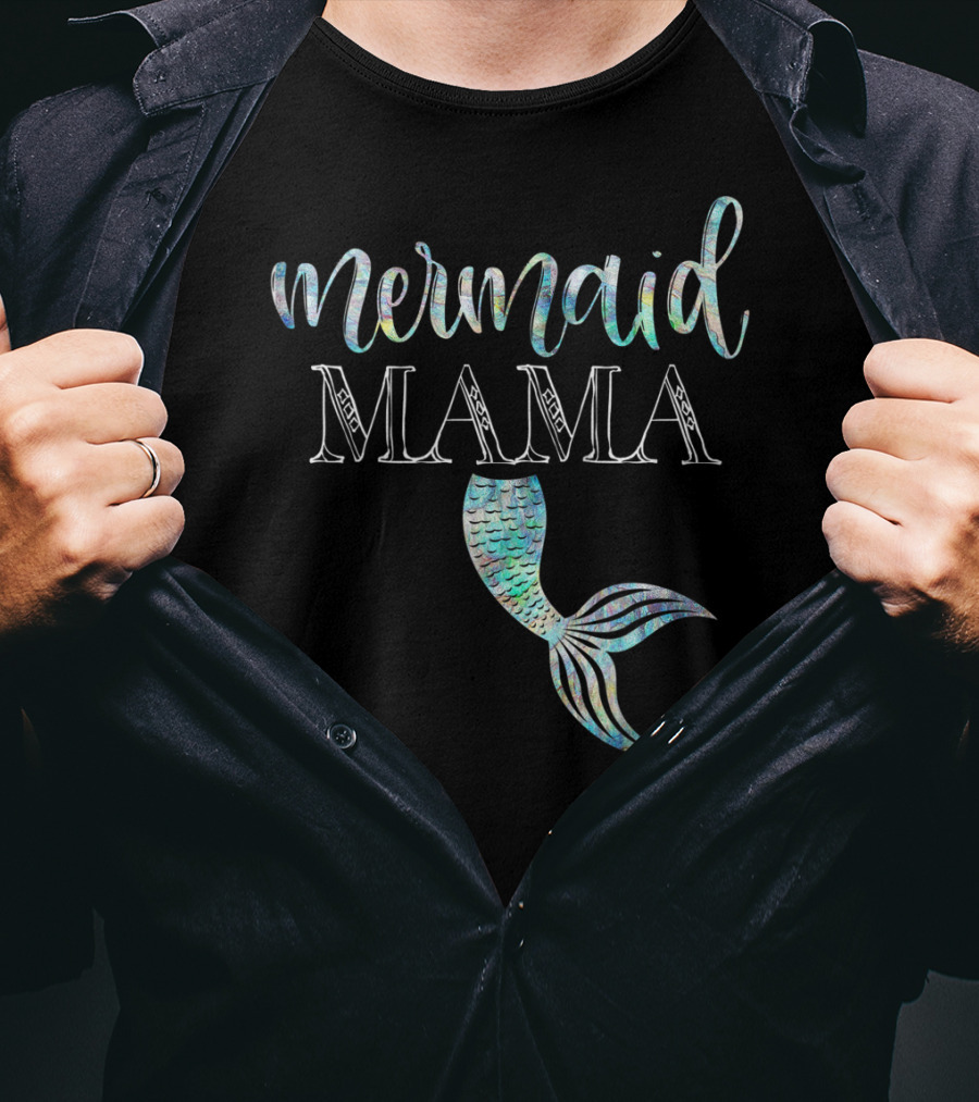Mermaid Mama Daughter Girl Birthday Party Mama T-Shirt
