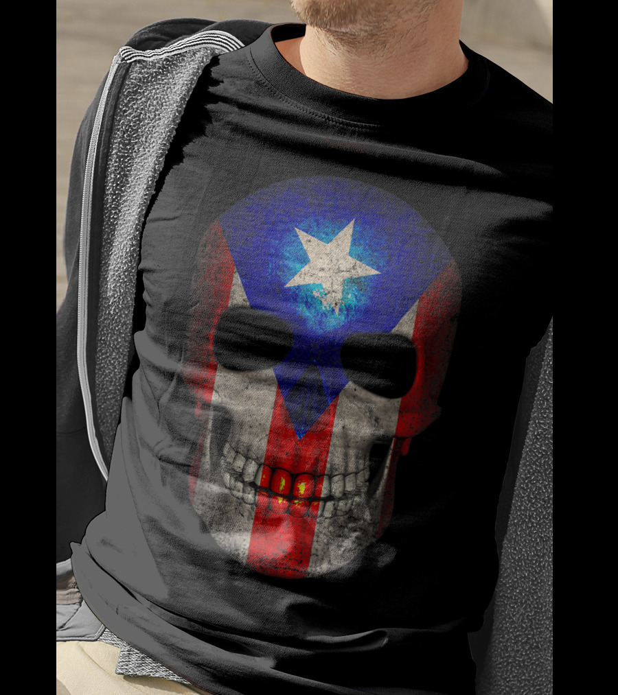 Puerto Rico Flag Skull T-Shirt