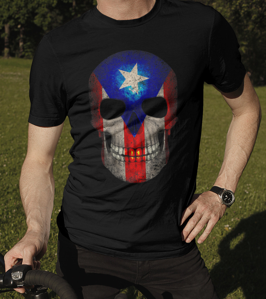 Puerto Rico Flag Skull T-Shirt
