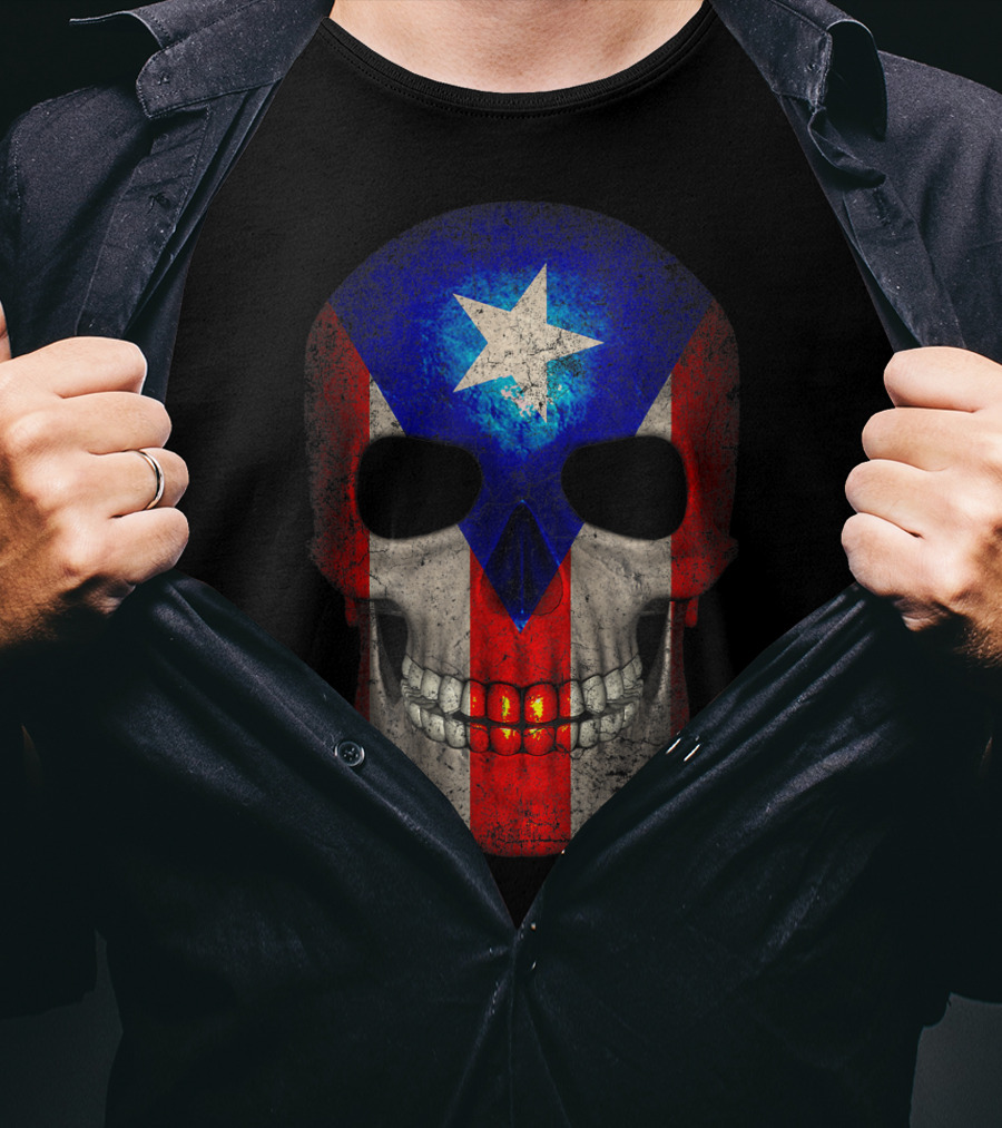 Puerto Rico Flag Skull T-Shirt