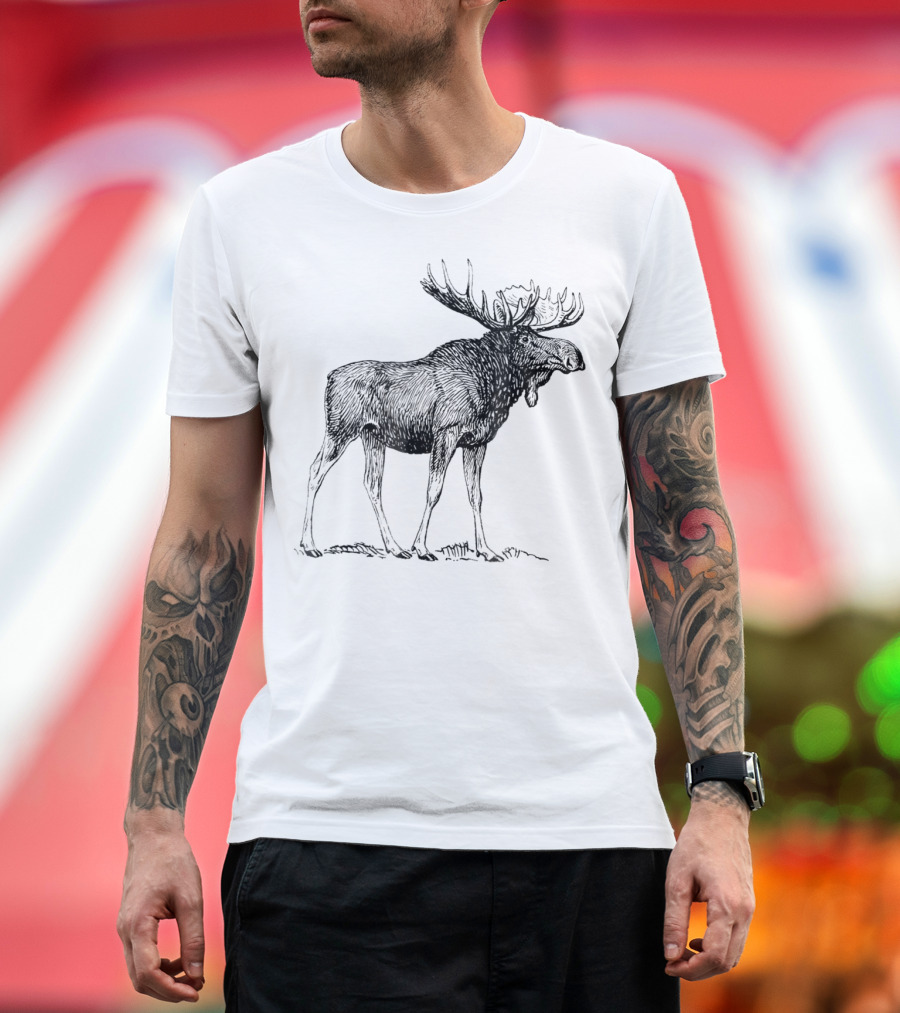Vintage Moose Illustration Retro Wildlife T-Shirt