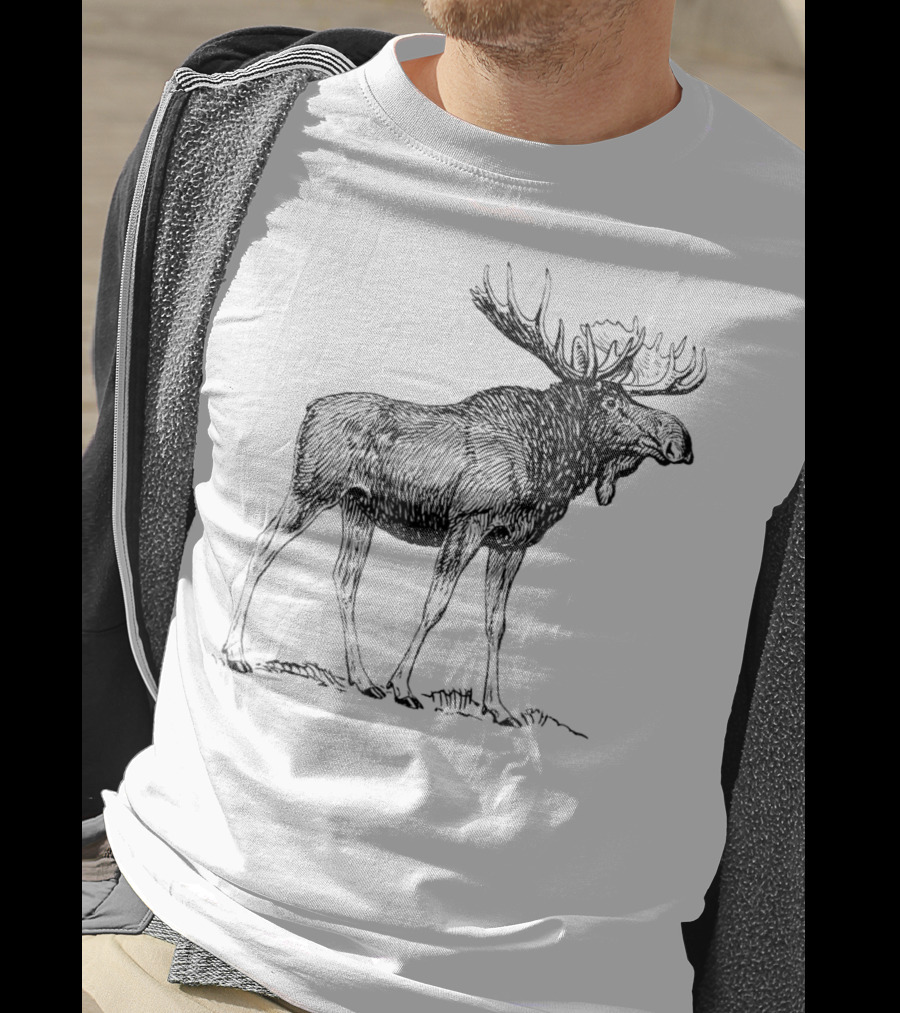 Vintage Moose Illustration Retro Wildlife T-Shirt