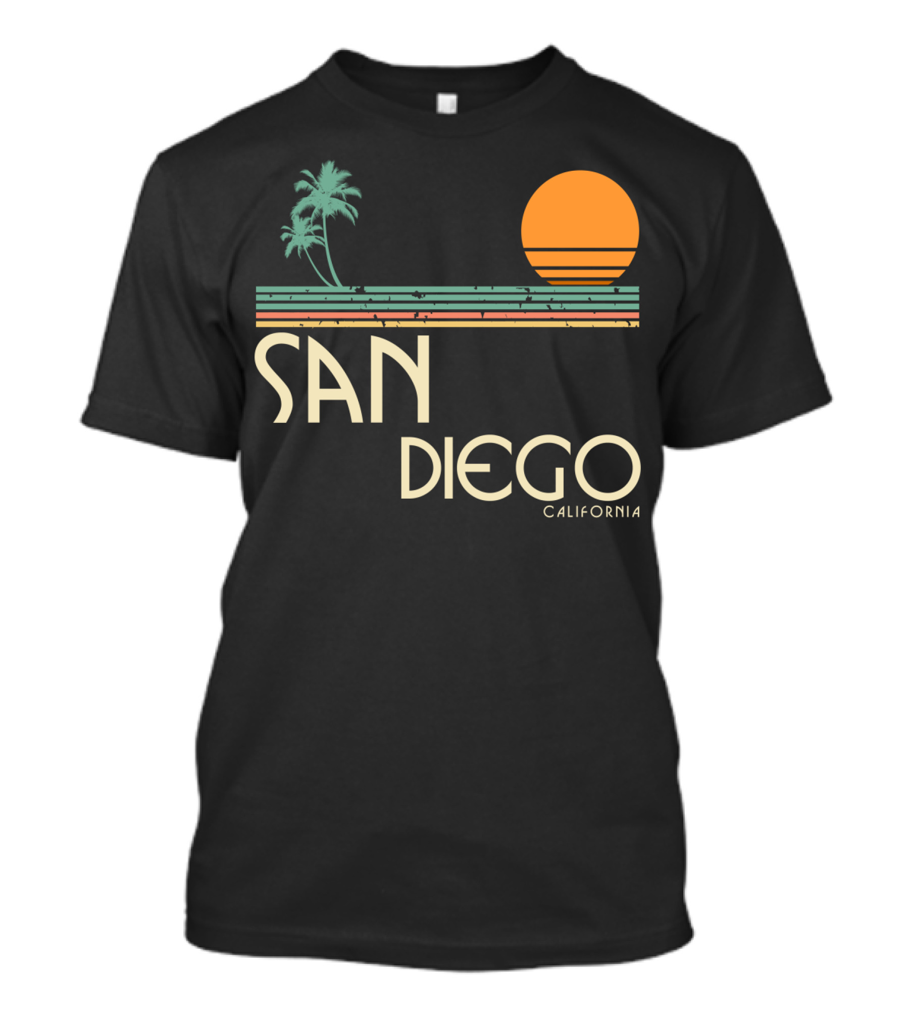 San Diego California Vintage Sunset Palm Trees T-Shirt