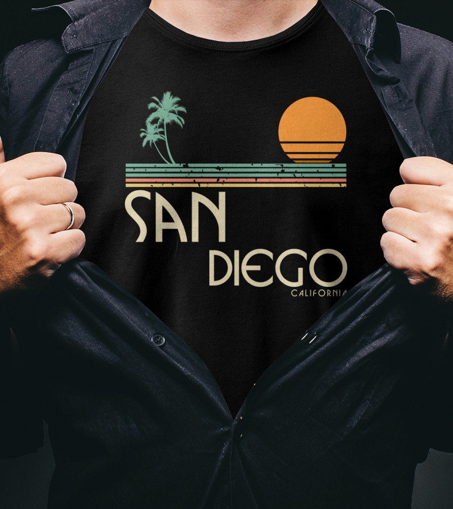 San Diego California Vintage Sunset Palm Trees T-Shirt
