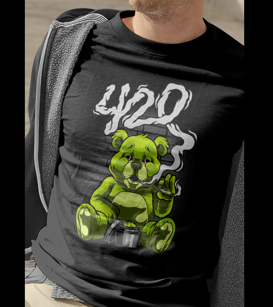 Cannabis Weed Bear Stoned Teddy 420 Joint T-Shirt