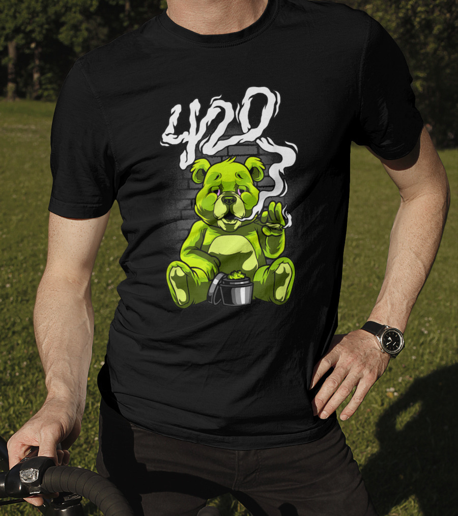 Cannabis Weed Bear Stoned Teddy 420 Joint T-Shirt