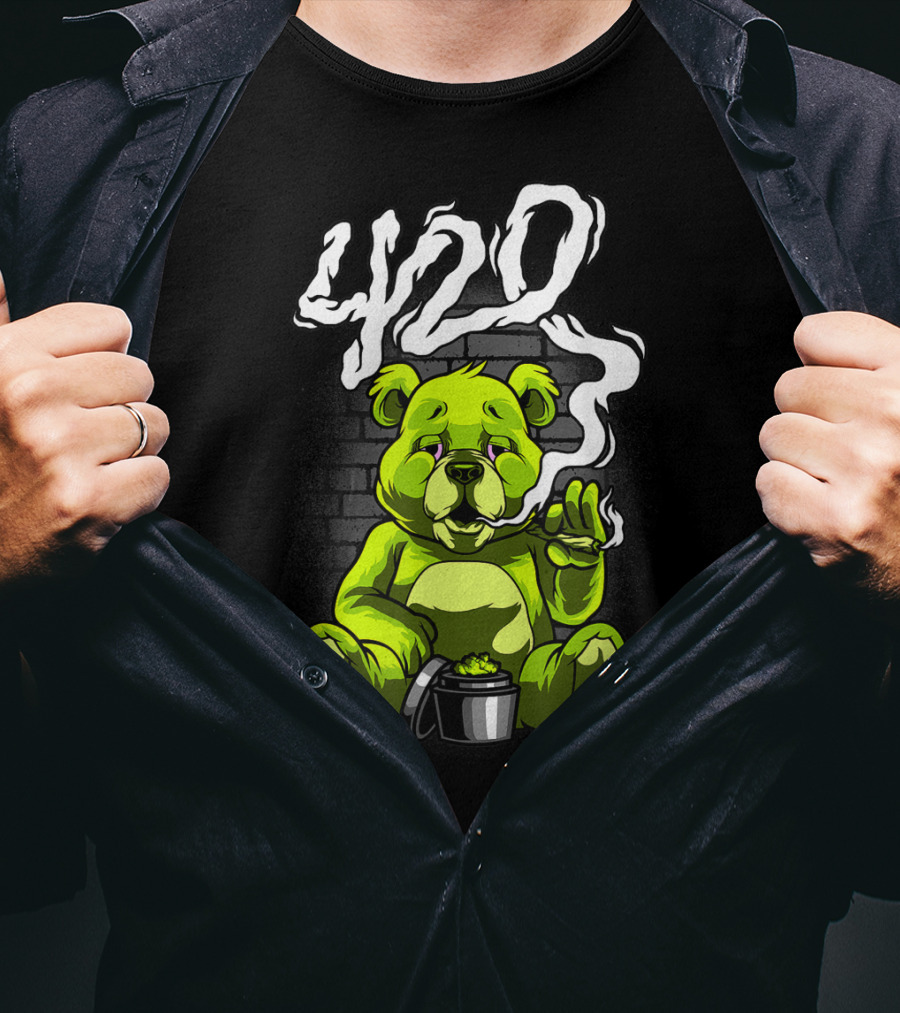 Cannabis Weed Bear Stoned Teddy 420 Joint T-Shirt